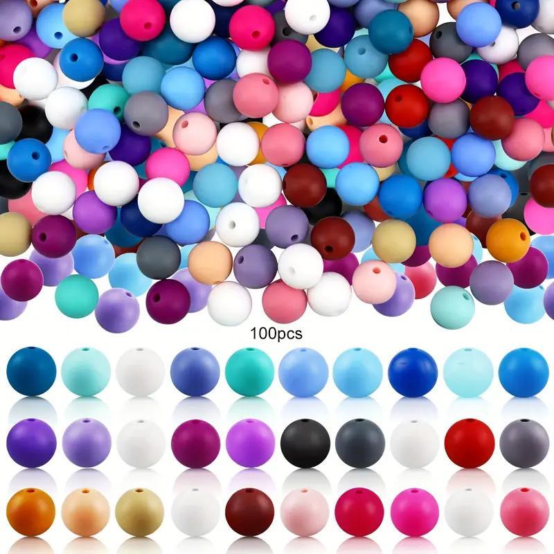 12mm Round Silicone Bead (100pcs), Mixed Color Bead, DIY Jewelry Making Supplies for Necklace Bracelet Keychain Earrings Pendants Crafts