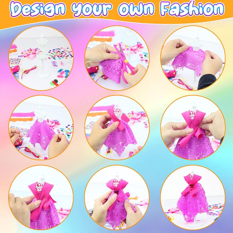 448 Pcs Fashion Design Kit for Girls Doll Accessories DIY Set Creativity DIY Arts & Crafts Toys with Mannequins Gift for 6-8 8-12 Year Old Girl