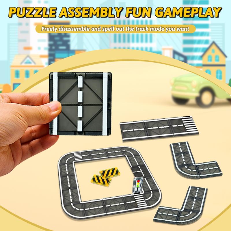 Magnetic Tiles Road Set with Magnet Crane Car Toys, Magnetic Blocks STEM Toys Creativity and Educational Construction Toys Toys for Kids Age 3-6 Birthday Gifts Random Color