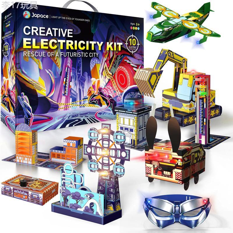 Japace Electricity Science Kits for Kids Age 8-10-12-14, 10 STEM Projects, Electric Circuits Activities, Physics Lab Experiments for Learning & Education