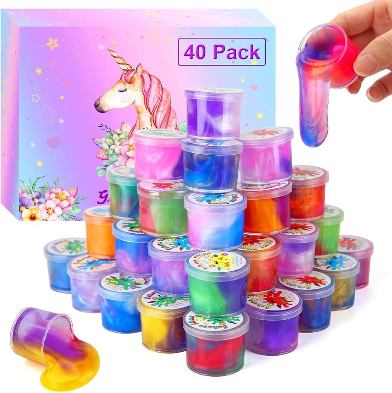 Christmas gift 40-Pack Galaxy Slime Party Favors for Kids – Stress Relief Toys, Goodie Bag Stuffers, Easter & Xmas Gifts, Prizes for kids