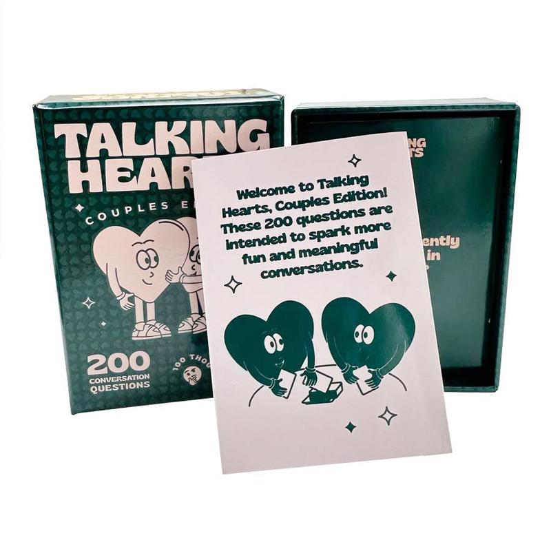 Talking Hearts Couple Card Game, 1 Box 200 Questions Conversation Card, Couple Dating Game, Party Activity Supplies, Party Gift Ideas