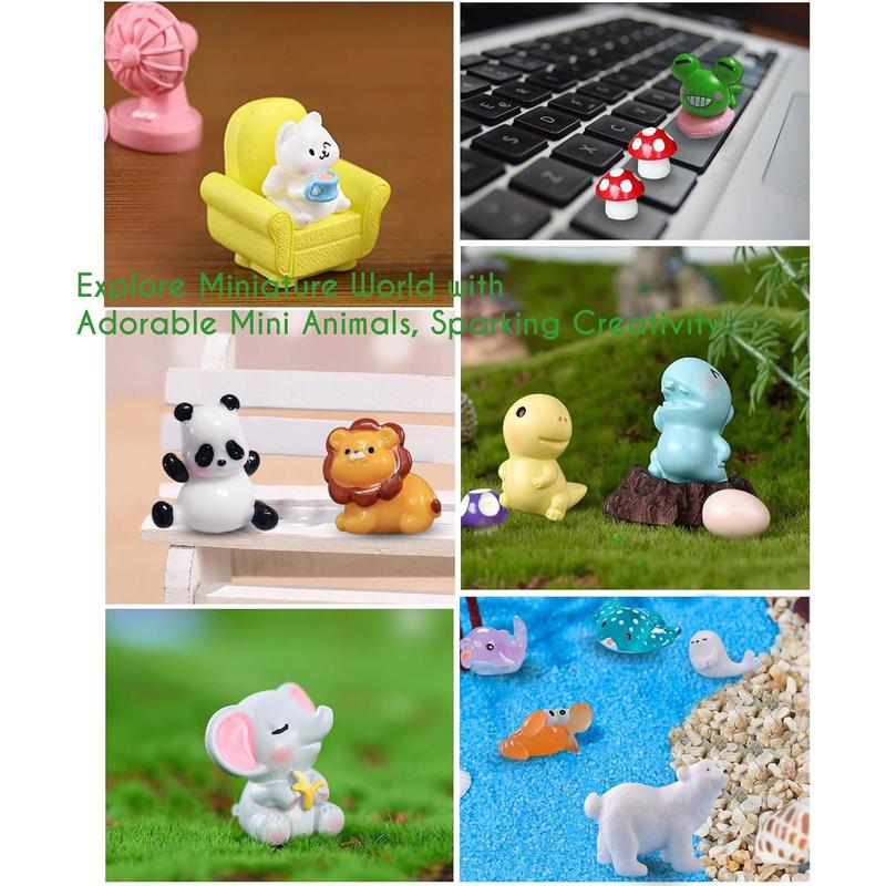 Mini Resin Animals Figures Set 100 Pieces for Miniature Garden Decor - Slime Charm for Craft - Tiny Resin Animal