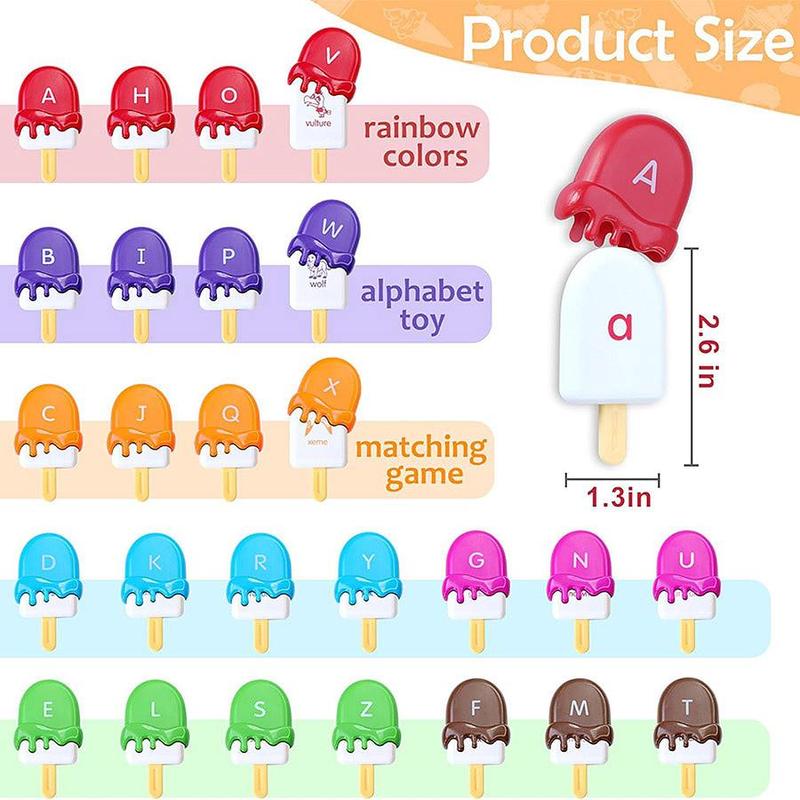 Letters Matching Ice Cream Alphabet Learning Toys, Puzzle Toys ABC Games Alphabet Learning Playset, Preschool Learning Activities Stacking Toys for Makes Learning Fun, Play Ice Cream Set