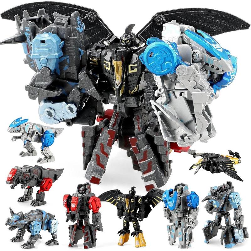 Transforming Robot Dinosaur Toys - 4-in-1 STEM Dinosaur Transform to Robot Toys, 11 Shapes Transforming Toys for Kids Child