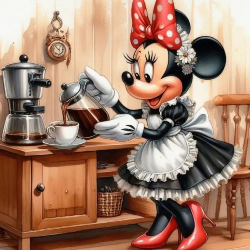 Cartoon Mouse & Coffee Pattern DIY Diamond Arts Colorful Painting Kit without Frame, 1 Set DIY 5D Diamond Arts Colorful Painting for Bedroom Wall Decor