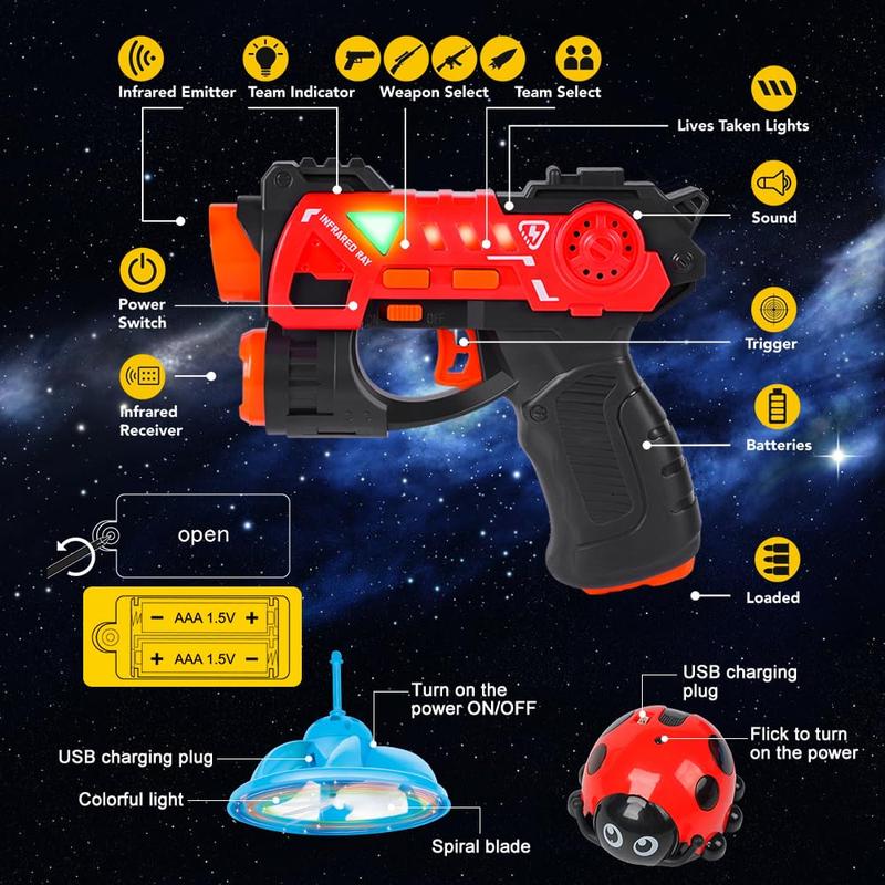 Laser Tag  Set, VATOS 4 in 1 Mini lasertag  Toy for Kids Adults with Flying & Beetle, Blaster Toy  Group Activity Game Easter Gift for Boys Girls Age 3+ newnerfblasters 2024