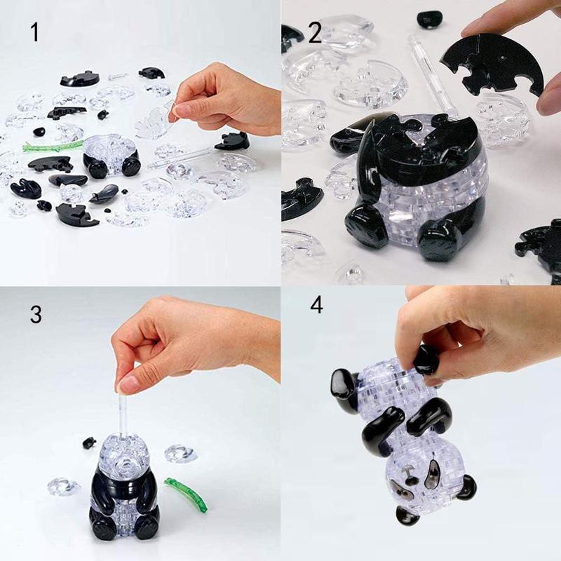 Adult Puzzle DIY 3D Crystal Puzzle Panda 3D Puzzle Plastic Home Decoration Birthday Valentine's Day Gift Toy Children 6 7 9 10 11 12 Year Old Adult Crystal Puzzle