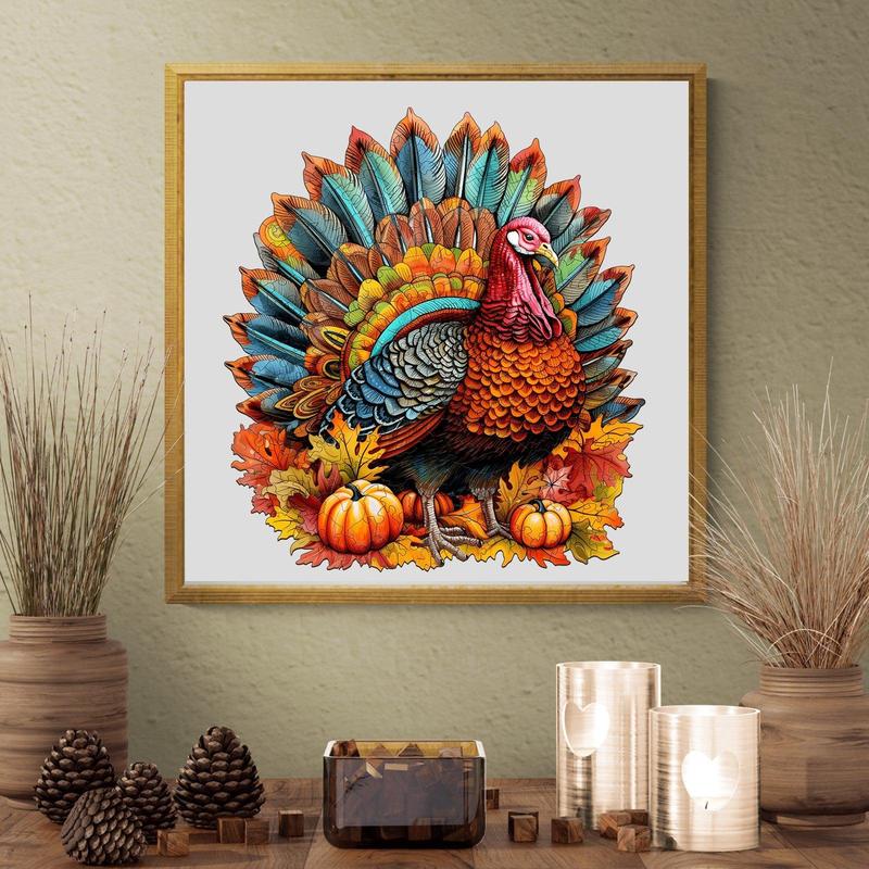 Colorful Turkey Wooden Jigsaw Puzzle for Kids and Adults