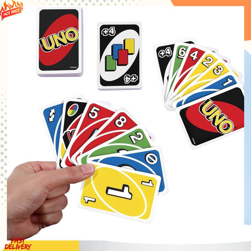 UNO - Classic Color & Number Matching Card Game with 112 Cards, Customizable Wild Card, Action Cards, Fun for Kids 7+ (W2087)