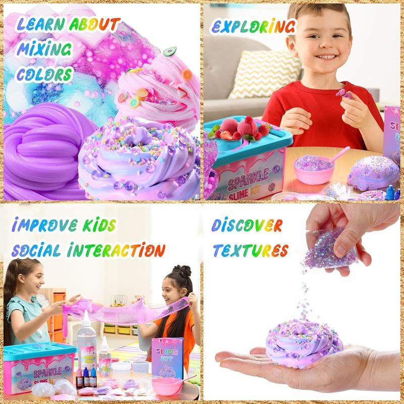 Slime Kit Confetti Slime, Glimmer Crunchy Slime, Foam Slime, Jelly Cubes Slime, Stress Relief Toys, Party Favors for Kids