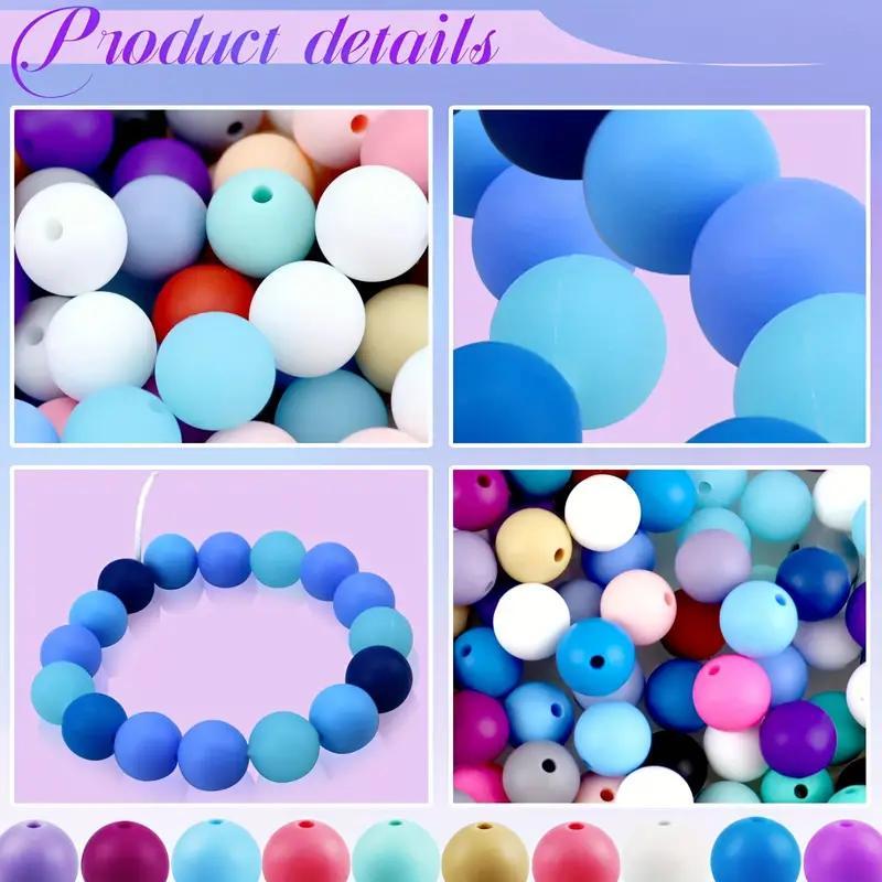 12mm Round Silicone Bead (100pcs), Mixed Color Bead, DIY Jewelry Making Supplies for Necklace Bracelet Keychain Earrings Pendants Crafts