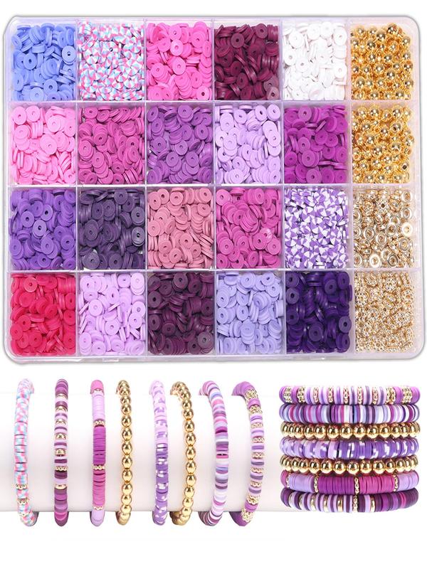 Mixed Color 24 Grids Clay Beads Bracelet Making Kit, Friendship Bracelet Diy Kit for Women, Boho Style Jewelry Making Supplies for Women & Girls