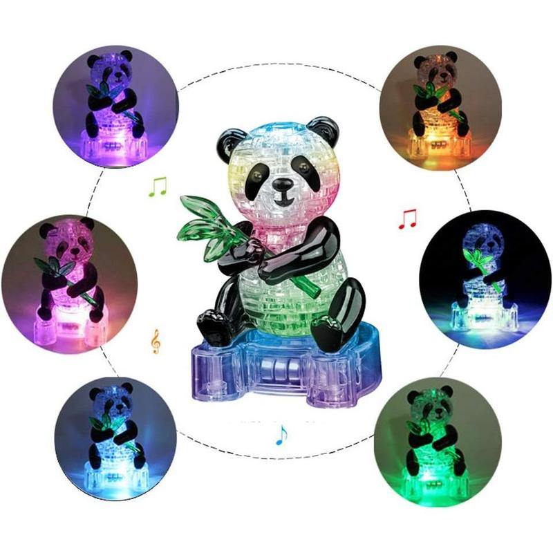 Adult Puzzle DIY 3D Crystal Puzzle Panda 3D Puzzle Plastic Home Decoration Birthday Valentine's Day Gift Toy Children 6 7 9 10 11 12 Year Old Adult Crystal Puzzle