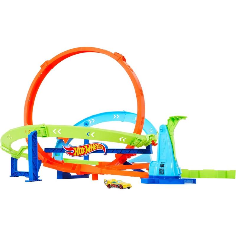 Hot Wheels Toy Car Track Set, Action Loop Cyclone Challenge Playset & 1:64 Scale Vehicle, 2 Ways to Play, Easy Storage