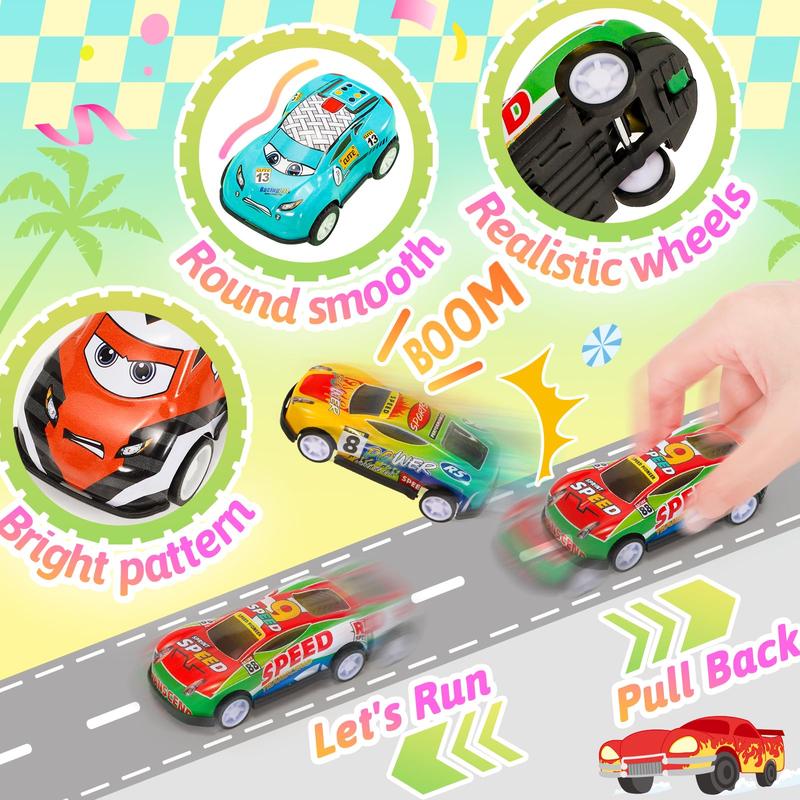 Toy Cars, 56Pcs Monster Pull Back Cars with Storage Box, Race Cars Party Favors Goodie Bag Stuffers Christmas Treasure Box Classroom Prizes