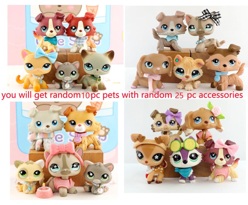 Minilpsshop Random 10PC Figures Pets and 25 PC Accessories Set