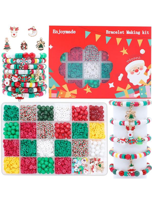 Christmas Themed Beaded Making Kit, Christmas Bead Diy Pendant, Diy Jewelry Making Supplies for Bracelet Necklace Craft