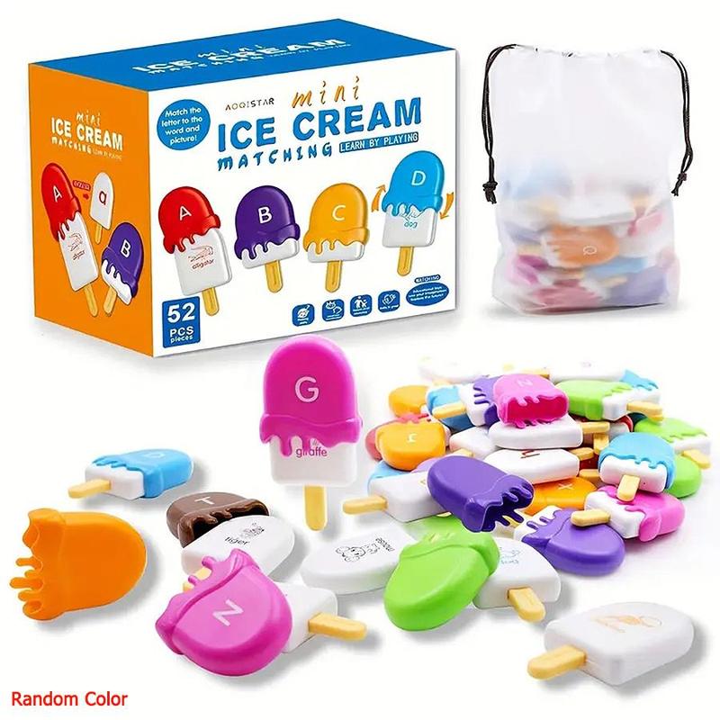 Letters Matching Ice Cream Alphabet Learning Toys, Puzzle Toys ABC Games Alphabet Learning Playset, Preschool Learning Activities Stacking Toys for Makes Learning Fun, Play Ice Cream Set