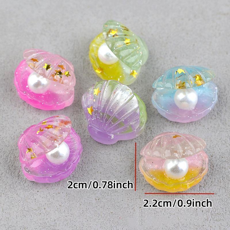 Random Color Luminous Pearl Shells, Mini Shell Shaped DIY Ornaments, DIY Keychain Phone Case Decorations