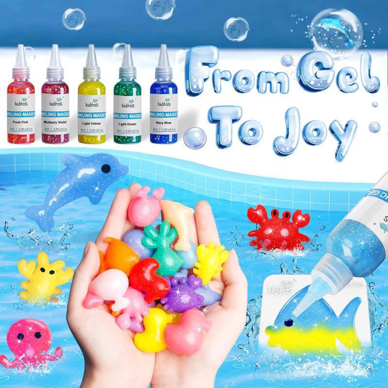 Kiditos Magic Water Elf Toy Kit with 20 Magic Gels, 10 Molds - Imaginative Play, Christmas Gifts, Birthday Gifts, Party Favors, and Family-Friendly DIY STEM Projects (20 Colors)