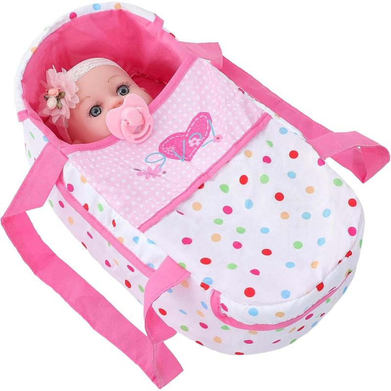 [IN STOCK] 12 Inch Baby Doll with Bassinet Bed,Reborn Alive Doll Includes Clothes and Accessories,Bottles,Nipple,Diaper,Burp Cloth,First Baby Dolls for Toddlers 36 Months and Up