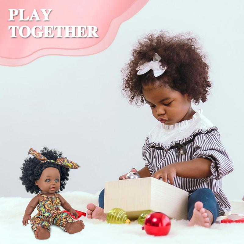 Nice2you 10 Inch African American Baby Doll - Black Baby Dolls for Toddlers, Reborn Baby Dolls Black for Girls, Curly Hair Silicone Black Doll Toy