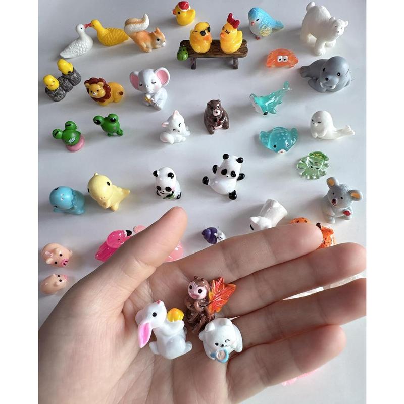 Mini Resin Animals Figures Set 100 Pieces for Miniature Garden Decor - Slime Charm for Craft - Tiny Resin Animal