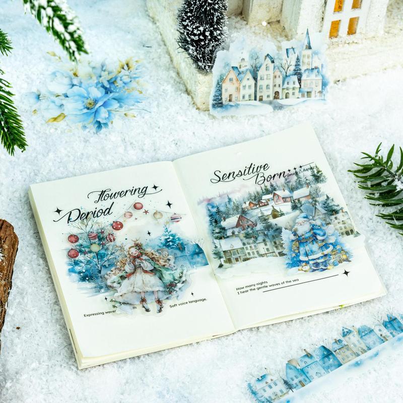 Christmas Snowy Landscape Pattern Window Sticker, 10pcs pack DIY Decorative Declas, Scrapbooking & Stamping Supplies for Home School Office