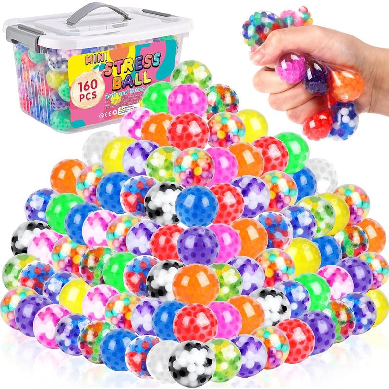 160 Pack Stress Balls for Adults, Bulk Squishy Ball, Sensory Stress Balls Set, Anti-Anxiety and Fidget Balls to Relax, Prize Box for Friends, Party Favors, Birthday Gifts