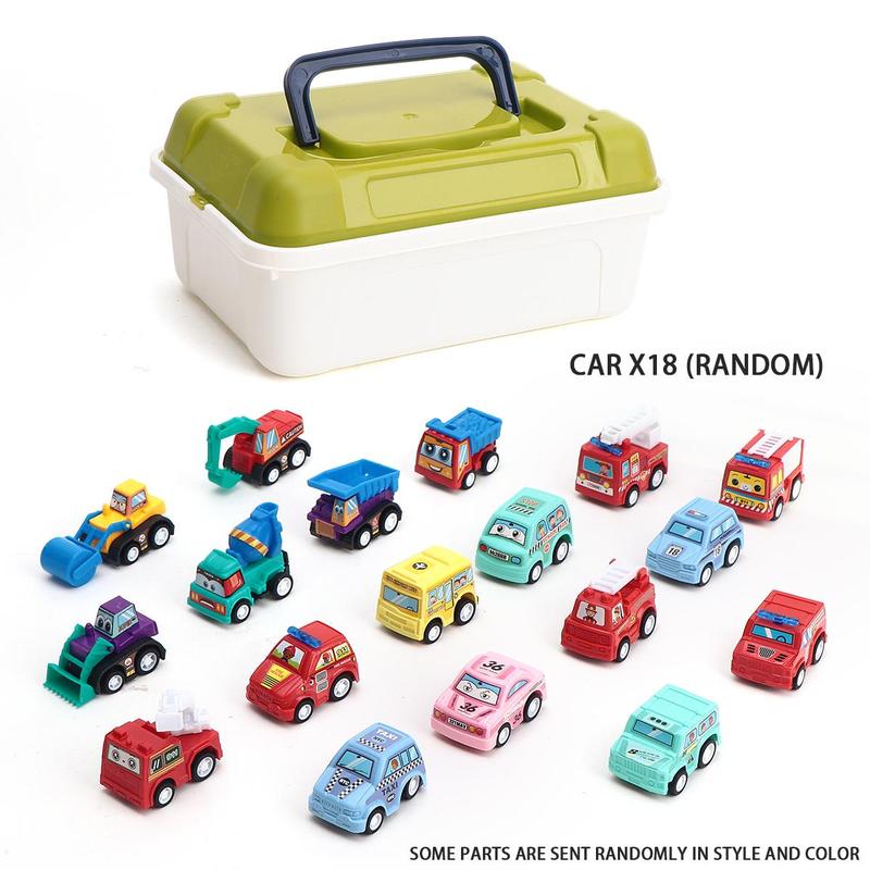 Random Color Mini Car Toy, 6 18pcs Pull Back Car Toy with Storage Box, Model & Toy Vehicles for Boys & Girls, Birthday Gift