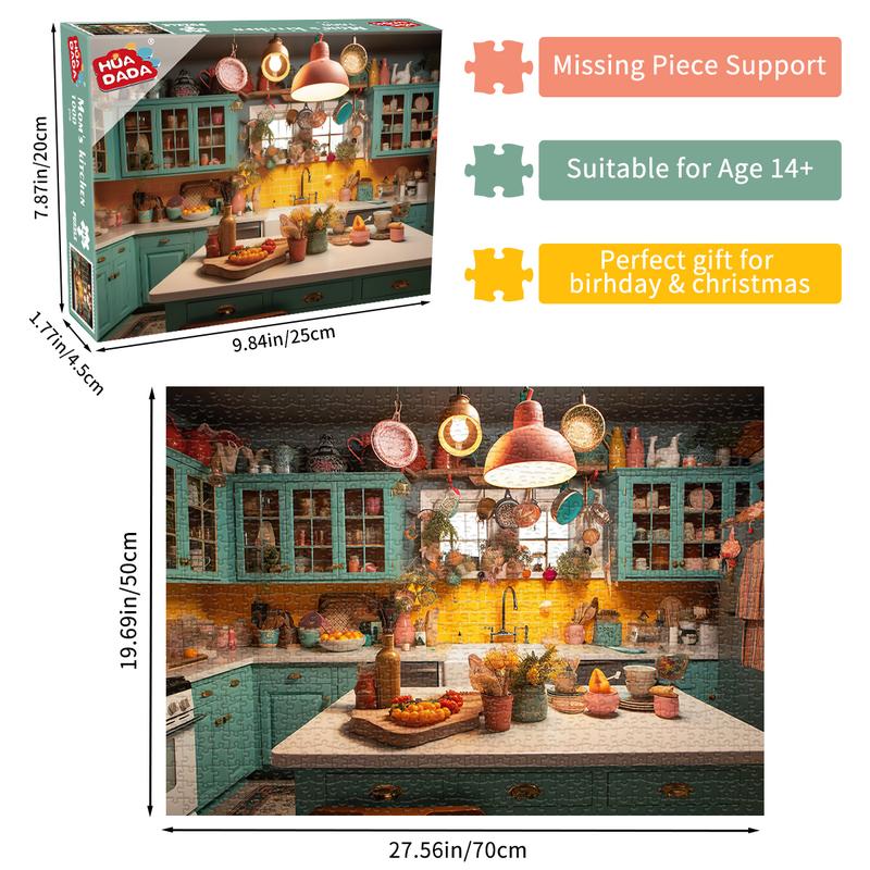 HUADADA 1000 pieces of puzzles for adults, mom's kitchen, suitable for home decoration holiday gifts, family games, grandparents brainstorming