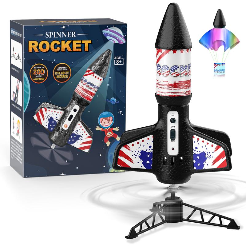 Rocket Launcher for Kids, Self Launching Motorized Air Rocket Toy, Outdoor Toys for Ages 8-12, Model Rockets with Parachute Safely Land, Launch up to 200 ft Birthday Gifts for Boys (Blue)