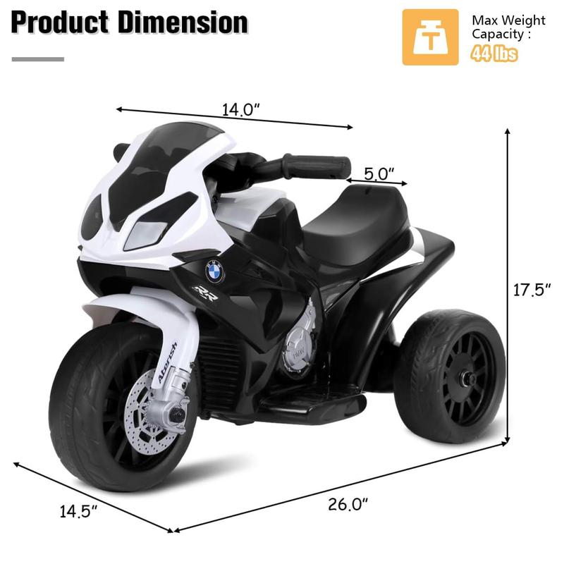 Costzon Kids Ride on Motorcycle w Headlights &Music, Pedal, 6V Battery Powered 3 Wheels Motorcycle Toy for Children Boys & Girls