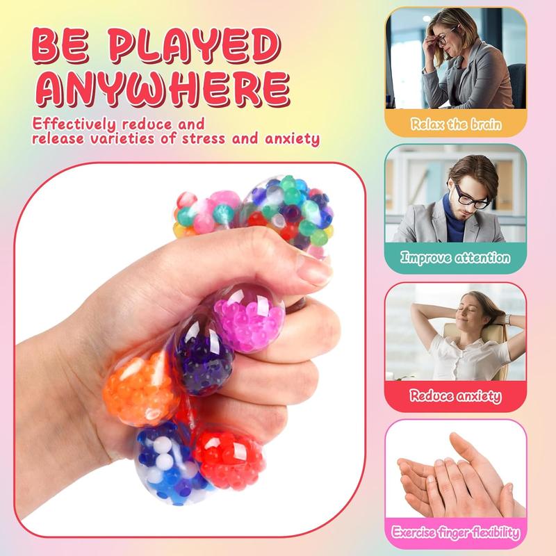 160 Pack Stress Balls for Adults, Bulk Squishy Ball, Sensory Stress Balls Set, Anti-Anxiety and Fidget Balls to Relax, Prize Box for Friends, Party Favors, Birthday Gifts