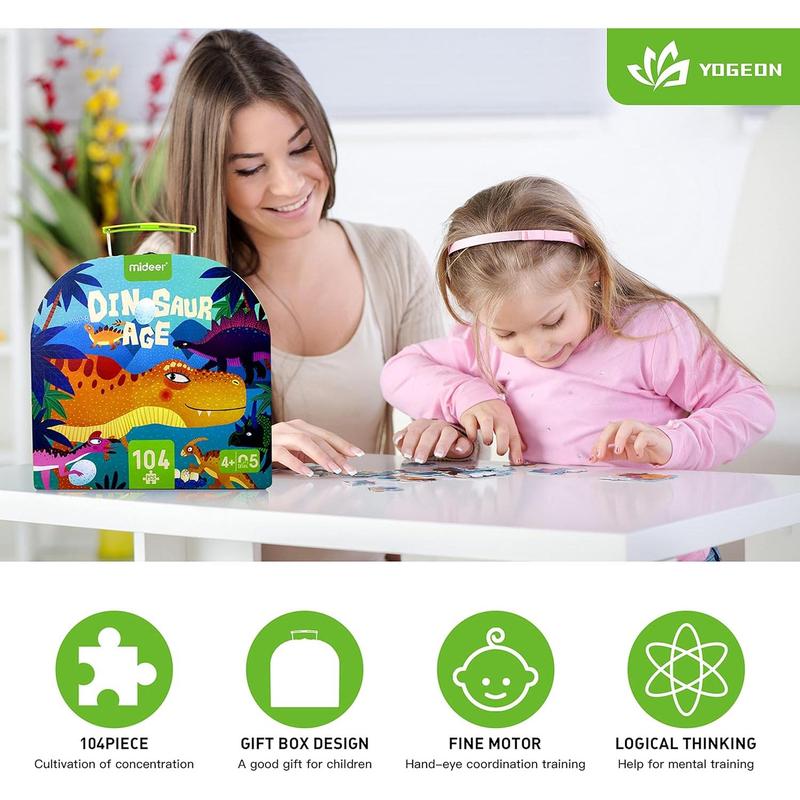 Puzzles for Kids Ages 4-6, 6-8,100 Piece Dinosaur Puzzles for Toddler 3-5,Floor Puzzle Age 5-7 Children Learning Preschool Educational Puzzles for Boys (28''x16'')