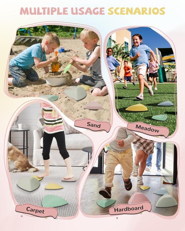 Children's sensory balance training stepping stone in macaroon for coordination and strength Stepping stone with rubber non-slip sides.