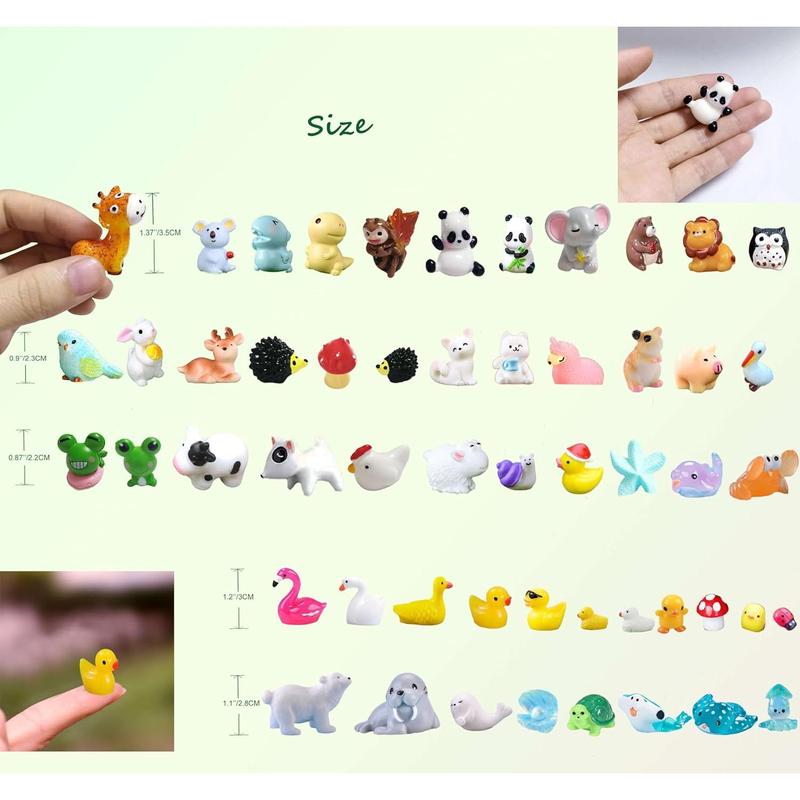 Mini Resin Animals Figures Set 100 Pieces for Miniature Garden Decor - Slime Charm for Craft - Tiny Resin Animal