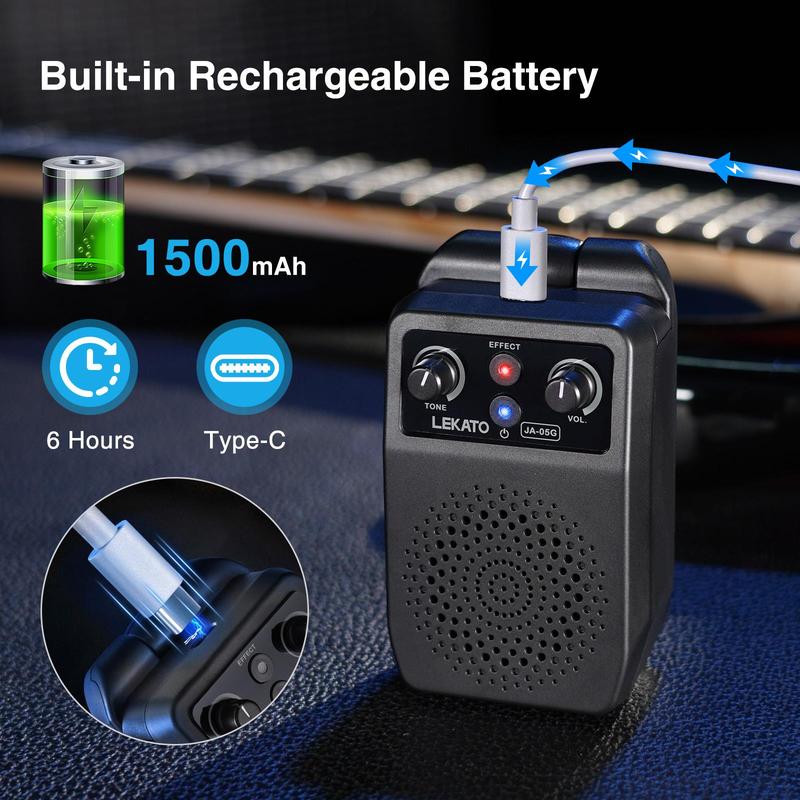 Mini Electric Guitar Amp, 5W Bluetooth-compatible Guitar Amplifier, Built-in 4 Effects Guitar Amp, Music Accessories for Guitar, Stocking Fillers Gift, Guitar Accessories