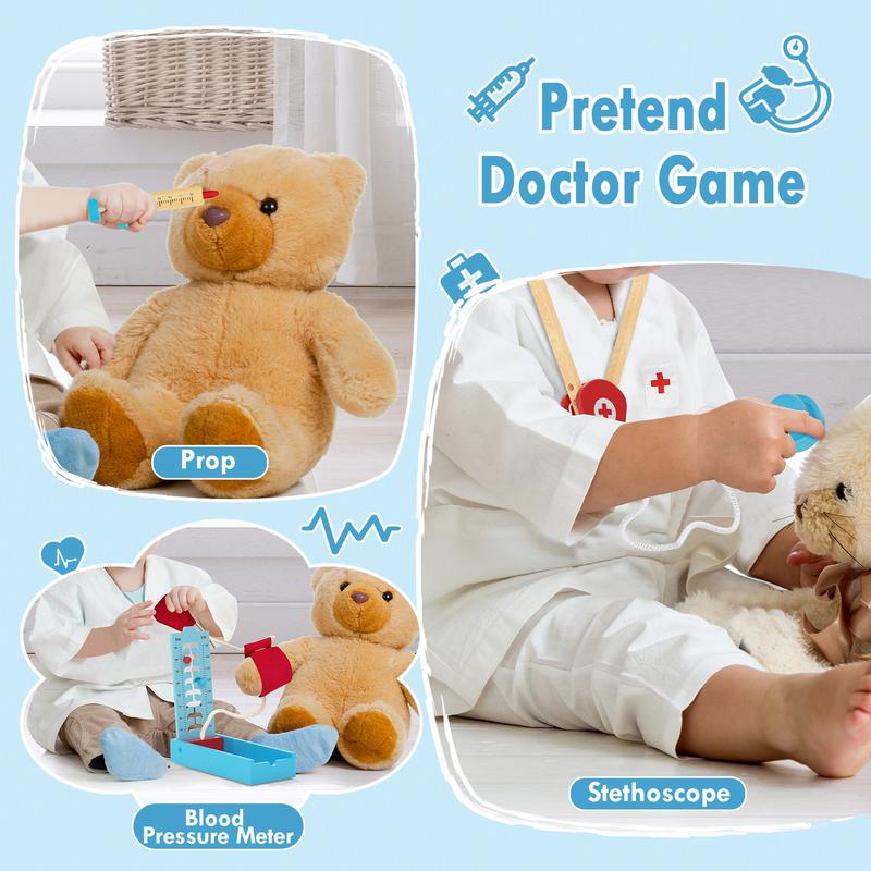 Boy Doctor Theme Kit for Kids, Doctor Playset with Storage Bag & Real Stethoscope Toy, Dentist Kit Play Set, Pretend Play Super Smile Dentist Kit w  Teeth And Dental Accessories Toy with Carrying Bag, Education Toy for Kids,