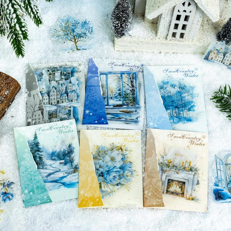 Christmas Snowy Landscape Pattern Window Sticker, 10pcs pack DIY Decorative Declas, Scrapbooking & Stamping Supplies for Home School Office