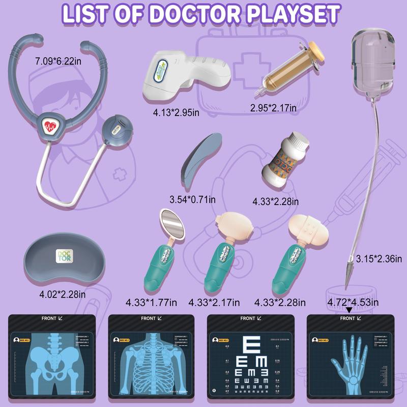 deAO Toys Doctor Kits,Pretend Medical Station Set,Role Play Set,16 PCS Medical Kit Toy with Sound and Light Functions Doctor Roleplay