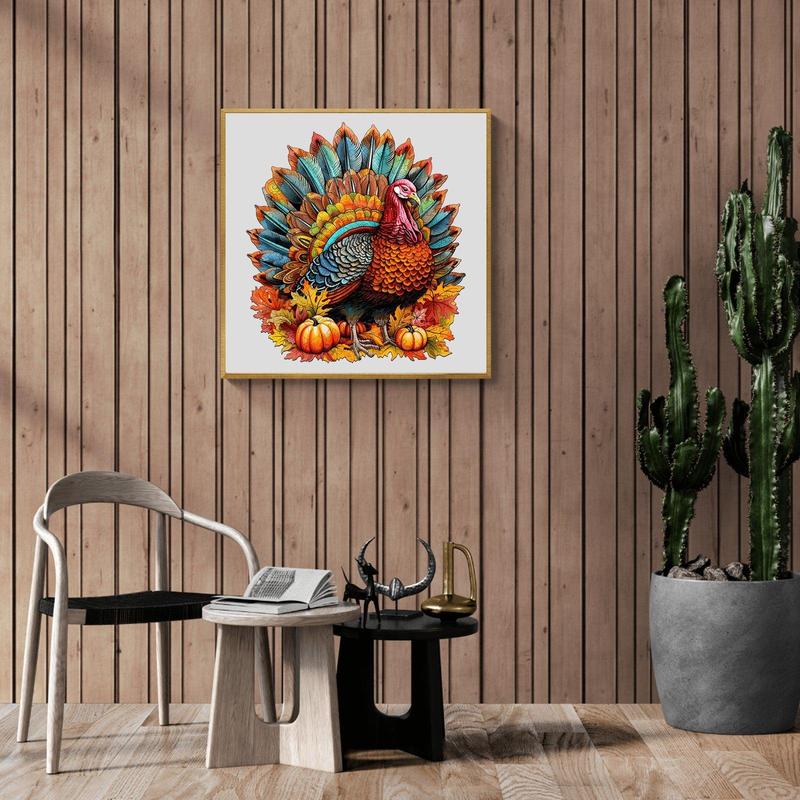 Colorful Turkey Wooden Jigsaw Puzzle for Kids and Adults