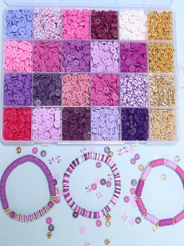 Mixed Color 24 Grids Clay Beads Bracelet Making Kit, Friendship Bracelet Diy Kit for Women, Boho Style Jewelry Making Supplies for Women & Girls