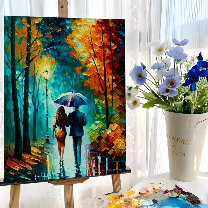 DIY Acrylic Painting Kit without Frame, Romantic Couple Pattern Paint by Numbers Kit, Wall Art Decor for Home Living Room Bedroom