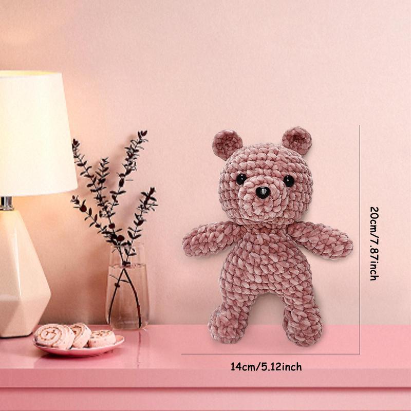 Bear Shaped Crochet Kit, Crochet Starter Kit for Beginners, Crochet Starter Kit with Step-by-step Video Tutorials & Paper Instructions (Random Color Tool Accessories Included)