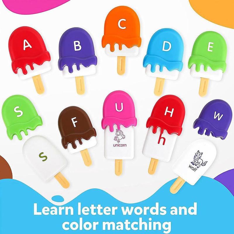 Letters Matching Ice Cream Alphabet Learning Toys, Puzzle Toys ABC Games Alphabet Learning Playset, Preschool Learning Activities Stacking Toys for Makes Learning Fun, Play Ice Cream Set