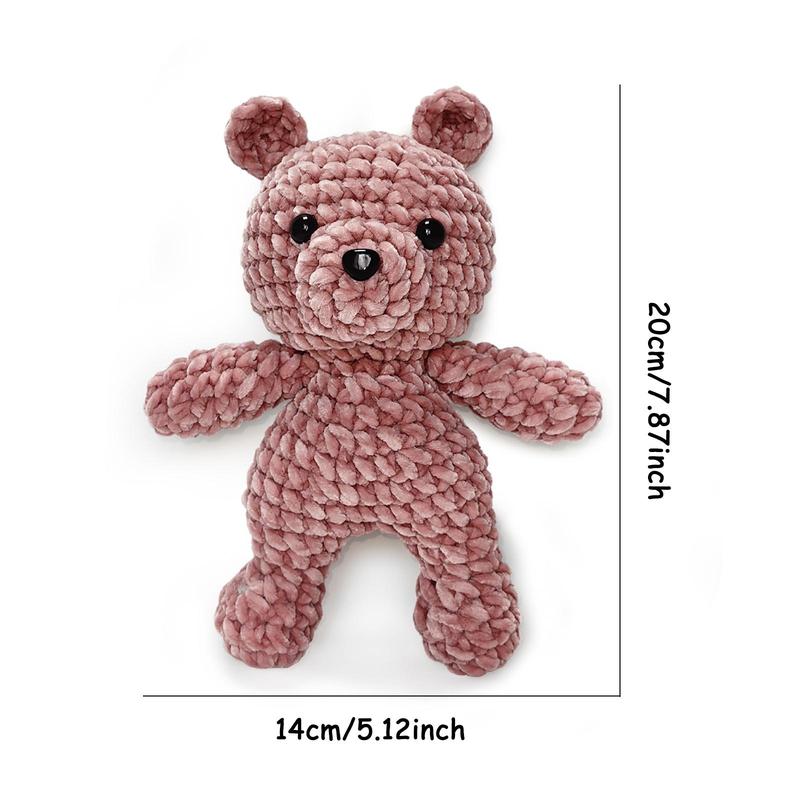 Bear Shaped Crochet Kit, Crochet Starter Kit for Beginners, Crochet Starter Kit with Step-by-step Video Tutorials & Paper Instructions (Random Color Tool Accessories Included)