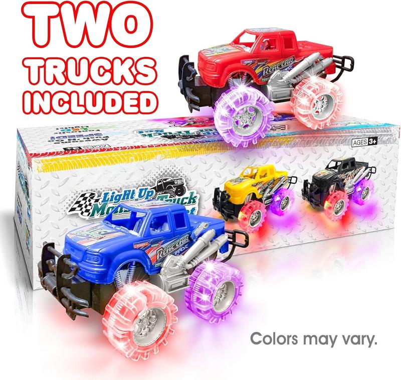 Light Up Monster Trucks for Boys and Girls, Toy Truck Set of 2, Monster Trucks for Boys 3-6 Years Old, Toddler Monster Truck Toys, Light Up Trucks, Easter Gifts for Kids