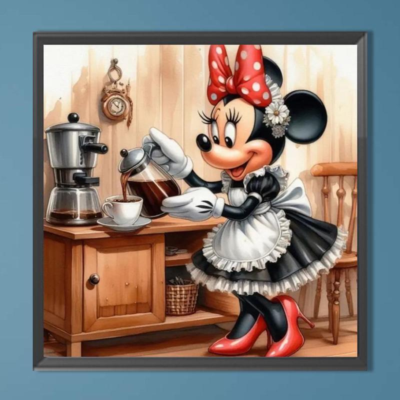 Cartoon Mouse & Coffee Pattern DIY Diamond Arts Colorful Painting Kit without Frame, 1 Set DIY 5D Diamond Arts Colorful Painting for Bedroom Wall Decor